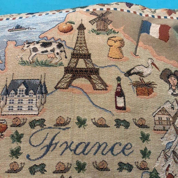 METRAX SOUVENIR FRANCE TAPESTRY DECOR PILLOW MADE IN BELGIUM EIFFEL TOWER FRENCH - Picture 4 of 11